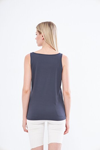 Moda Işık Los Angeles Printed - Anthracite Sports Undershirt with Thick Straps