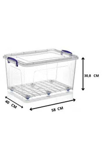 Dünya Clear Plastic Storage with Wheels Box 42 Liter