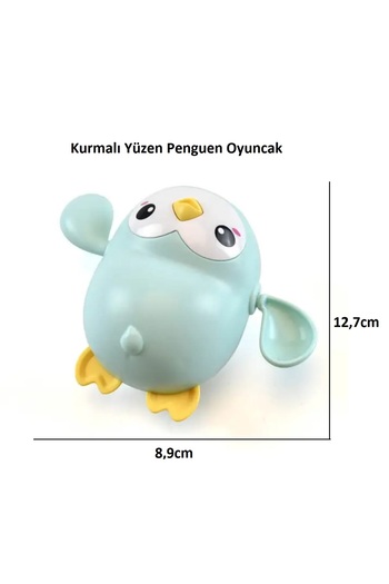 tutobaby Sevimli Yüzen Mavi Penguen Oyuncak (KURMALI) (KÜVET-HAVUZ VE DENİZDE OYUN ARKADAŞI)