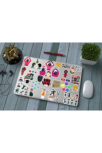 Major Selection مجموعة ملصقات Squid Game Thanos Tanos - مع 230 مشغلًا وكمبيوتر محمول Macbook