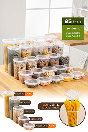 Vienev Set of 25 White Food and Spice Storage - Airtight Container