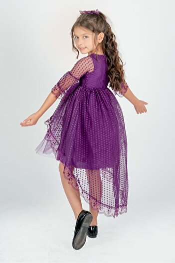 Mnk Baby&Kids Rochie Dantela Fata - Coada, Prune Model Mnk0482