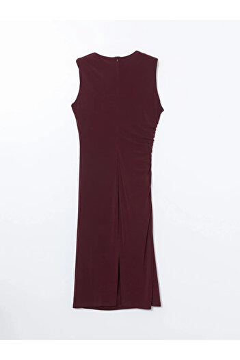 LC Waikiki Lcwaikiki Classic Burgundy Crew Neck Women's Dress