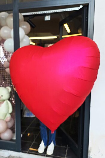 PEKSHOP Giant Red Heart Balloon 150cm 60Inch Matte Red Heart Foil Balloon