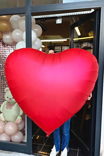 PEKSHOP Giant Red Heart Balloon 150cm 60Inch Matte Red Heart Foil Balloon
