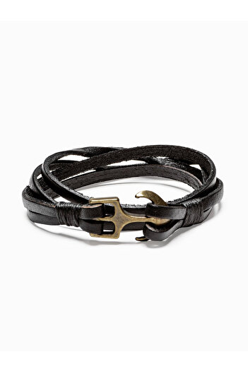OMBRE Men's bracelet on the strap - black A205