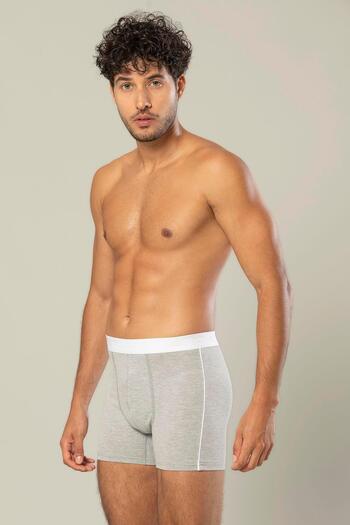 ERDEM İÇ GİYİM Erdem Gray Melange Cotton Elastane Long Boxer 1417