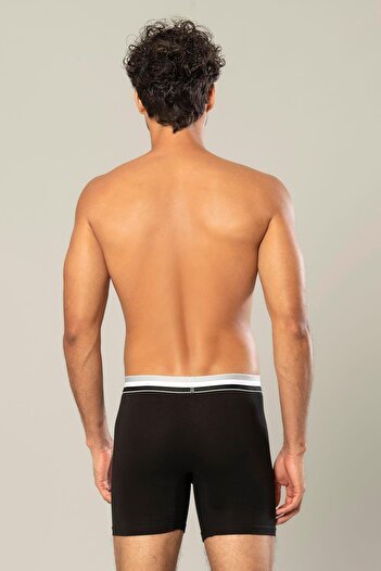 ERDEM İÇ GİYİM Erdem Black Cotton Elastane Long Boxer 1415