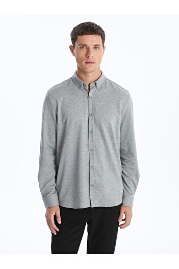 LC Waikiki LCW Vision Сірий Slim Fit Довгорукавна чоловіча сорочка