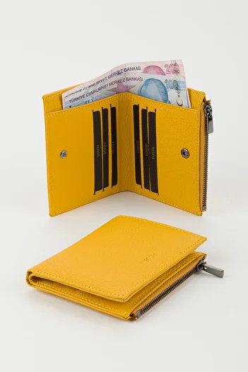 Fossil Boxed Genuine Leather Yellow Women's Hand Portfolio Card Holder Wallet
