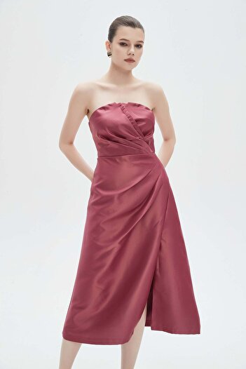 mica Plain Midi Dress with Ruffle Details