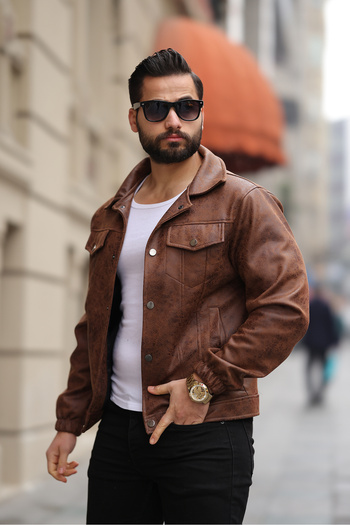 S&M CLOTHİNG New Season Men's Premium Retro Napa Leather Jacket