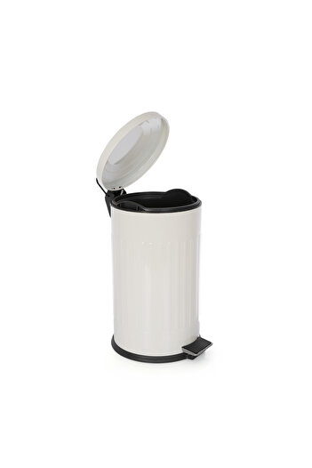 BySevil 12 Liter Vintage Pedal White Trash Can - Soft Close, Shock Absorber, Erasable