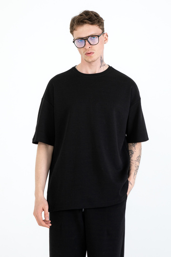 EGHO Men's Double Face Fabric T-Shirt Pants Oversize Set