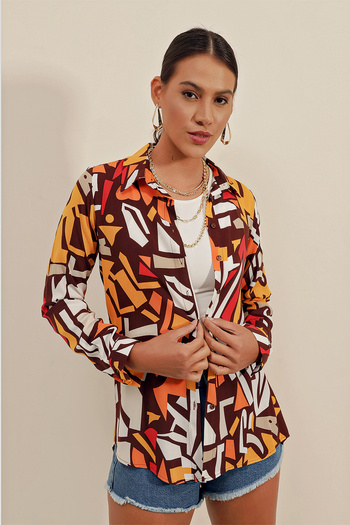 Bigdart 3721 Graphic Patterned Shirt - C. Brown