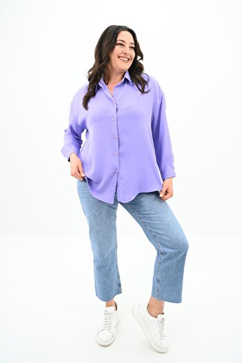Koza Butik Plus Size Women's Shirt - Tie Detailed, 1709-25