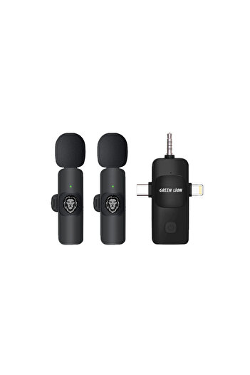 Green Lion 3 In1 Micro Phone Type C/Lightening/Aux - Black