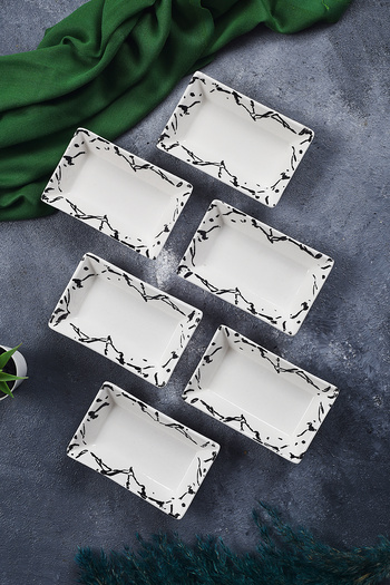 Piatti Naturali 6-Piece Snack Bowl Marble Pattern Handmade Presentation Bowl Jam Sauce Bowl Breakfast Cookie Catering Set