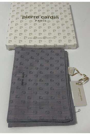 Pierre Cardin Silk with Logo - Gray Cotton Jacquard Etol Shawl - 8934985 -955-971