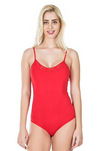 Fily Front Lace Embroidered Cotton Fabric Thin Strap Snap Fastener Body Undershirt