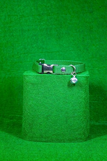 Pompiti Adjustable - Green Cat Collar with Sound Bell (12 Different Color Options) Neck Collar