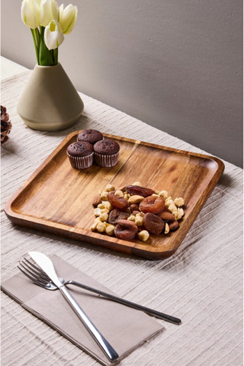 Çavdar Group Akasya Luxury 25 cm Square Presentation Plate Breakfast Plate Presentation Plate Serving Plate