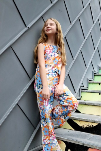 minojoy Marla Flower Patterned Trousers for Girls