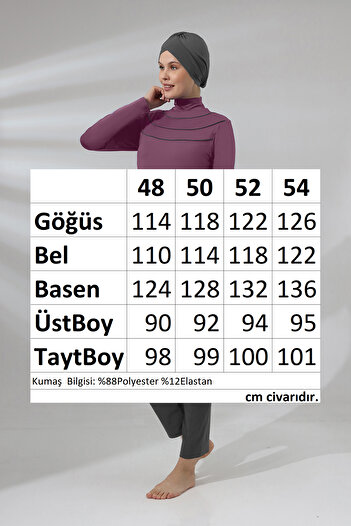 REMSA Φούξια Μαγιό Hijab Plus Size - Lycra και Πλήρως Καλυμμένο 1286