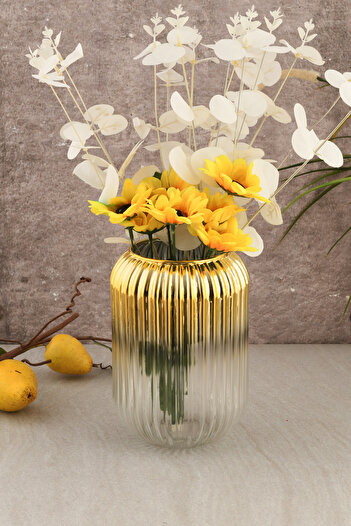 ANGDESİGN Διακοσμητικό Γυάλινο Βάζο AngDesign GOLD SHADOW-20 cm