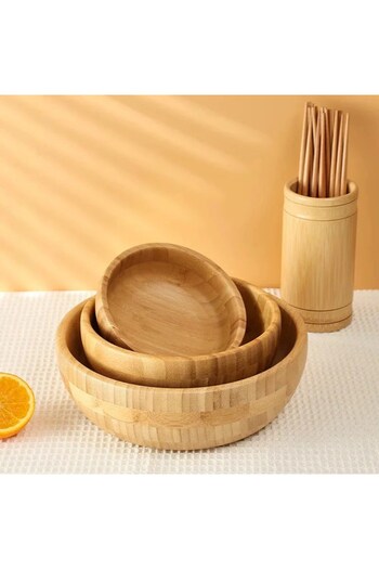 morponi Bamboo 3-Piece Salad and Presentation Bowl - Decorative Nordic Bowl