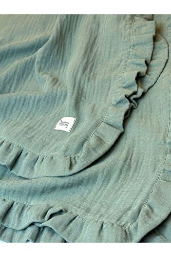 NOİSY TEKSTİL Green Ruffle Aro Opportunity 105X105 cm Organic 100% Cotton 2 Layer Muslin Blanket & Cover