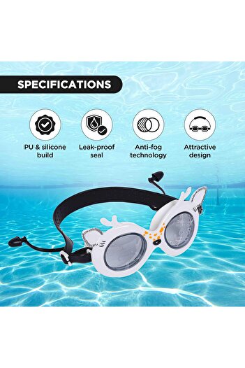 Endless Children Swimming Goggle with Anti-Fog & UV Protection | White | Silicon, PU | Leak Proof