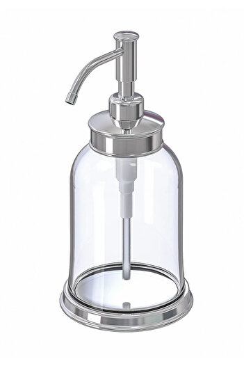 Binbirreyon Glass Liquid Soap Dispenser with Pump Chrome Plated 300ml 18cm Lb061
