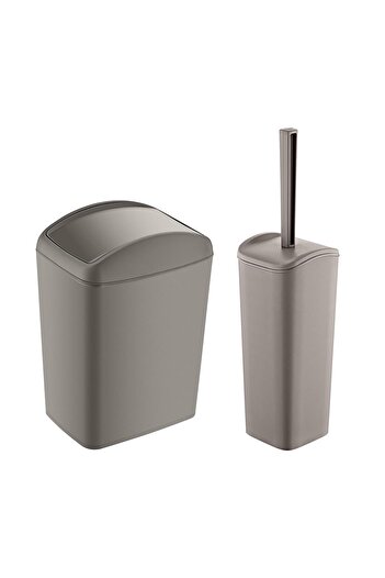 Smartware Soft Trash Can and Wc Brush Terra