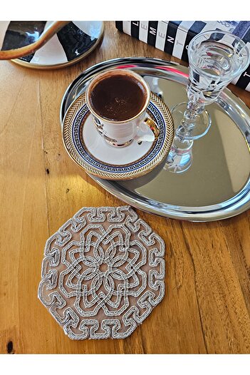 Çeyiz Dantelim Set of 6 French Lace Coffee Presentation Cocktail Napkins