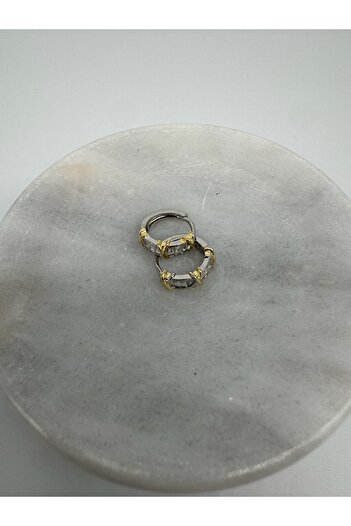 stainless steell Zirkon Taşlı X Küpe 14k Kaplama Kuyum Model