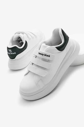 Tonny Black Children's Unisex White Black Eva Faylon Sole Three Velcro Sneakers