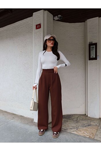 ESRAHELVACI Sticky Brown Wide Leg Trousers