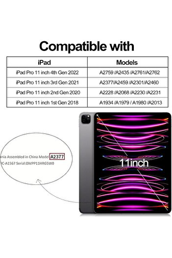 AWH BFGTSJF Case for iPad Pro 11" 4th/3rd/2nd Gen 2022/2021/2020, Pencil Holder, Navy