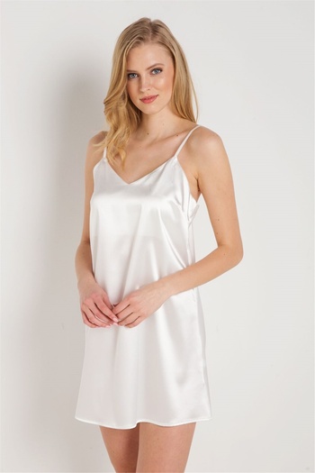 Magic Form 7270 Women's Ecru Strap Satin Nightgown
