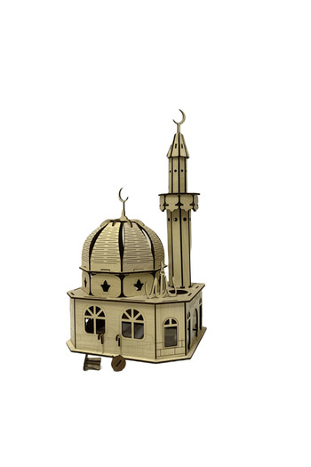 14lazerkesim Büyük Ahşap Cami Maketi Akça Ağaç Desenli