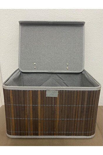 English Home Anthracite Selina Bamboo Storage Box - 36X27X22 cm