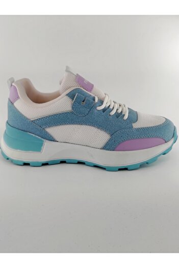 Lambırlent MAVİ BEYAZ PEMBE KADIN GÜNLÜK BAĞCIKLI SNEAKER SPOR AYAKKABI