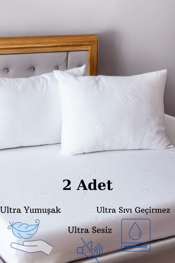 KAMİZ Sıvı Geçirmez Ultra Lüx Yastık Alezi Ultra Yumuşak Ultra Sesiz 2 Adet Ultra Lüx Yastık Alezi