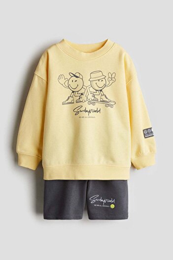 H&M 2-piece printed sweatshirt set