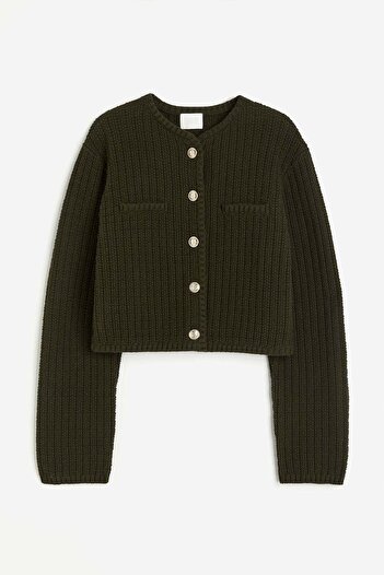 H&M Short textured-knit cardigan