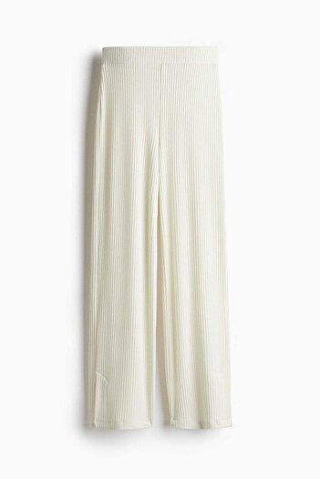 H&M Ribbed slit-hem trousers
