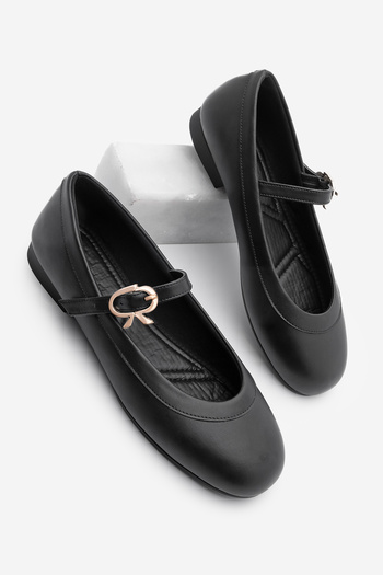 Marjin Women's Buckle Ballerina Meladi Black