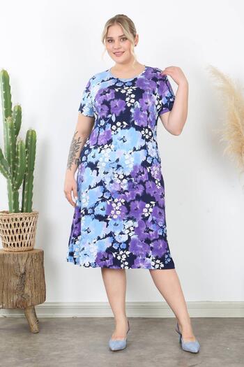Mooi XXL Women's Blue Purple Sheepskin Pattern Midi Dress