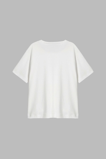 Sekizbiraltı Basic Relaxed Fit White Women's Tshirt